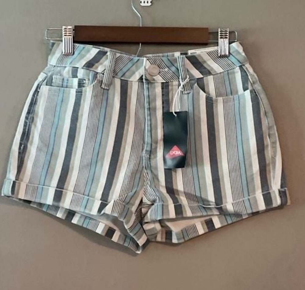 SO High Rise Curvy Shortie Striped Cuffed Shorts
